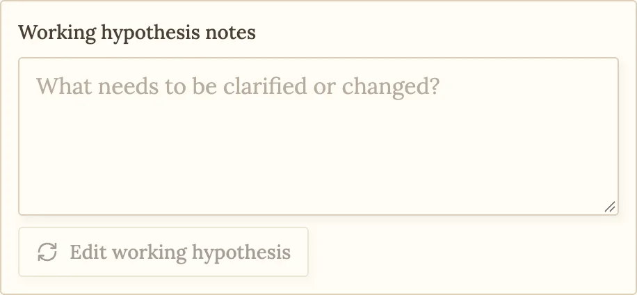 Comment field for the updated hypothesis