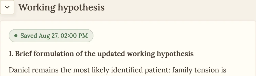 Short formula of the working hypothesis
