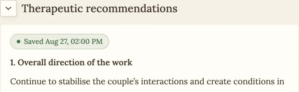 General direction of work in the recommendations